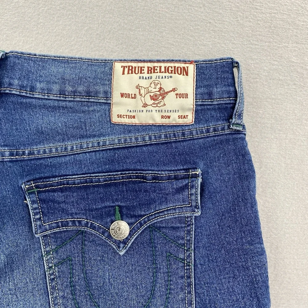 True Religion Jeans Mens 36x32 Blue Denim Pants Geno Relaxed Slim Flap Pocket